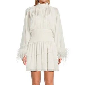 Long sleeve feather cuff dress
